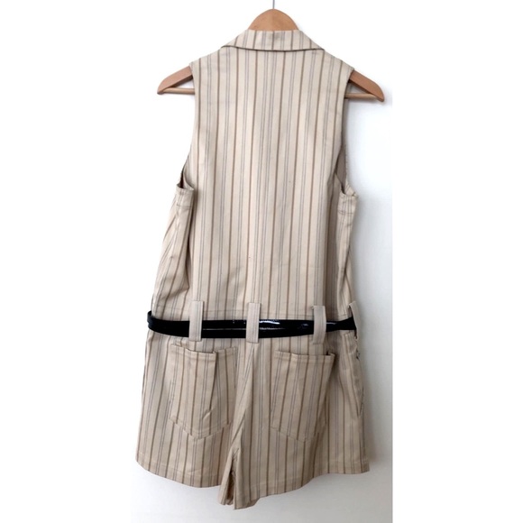 Maria Garcia Romper Jumpsuit Denim Sleeveless Striped Utility 💯 Cotton Size 6 - Picture 2 of 8